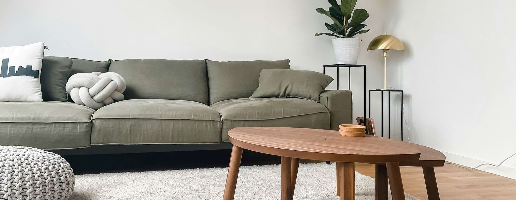a living room with a couch and a coffee table